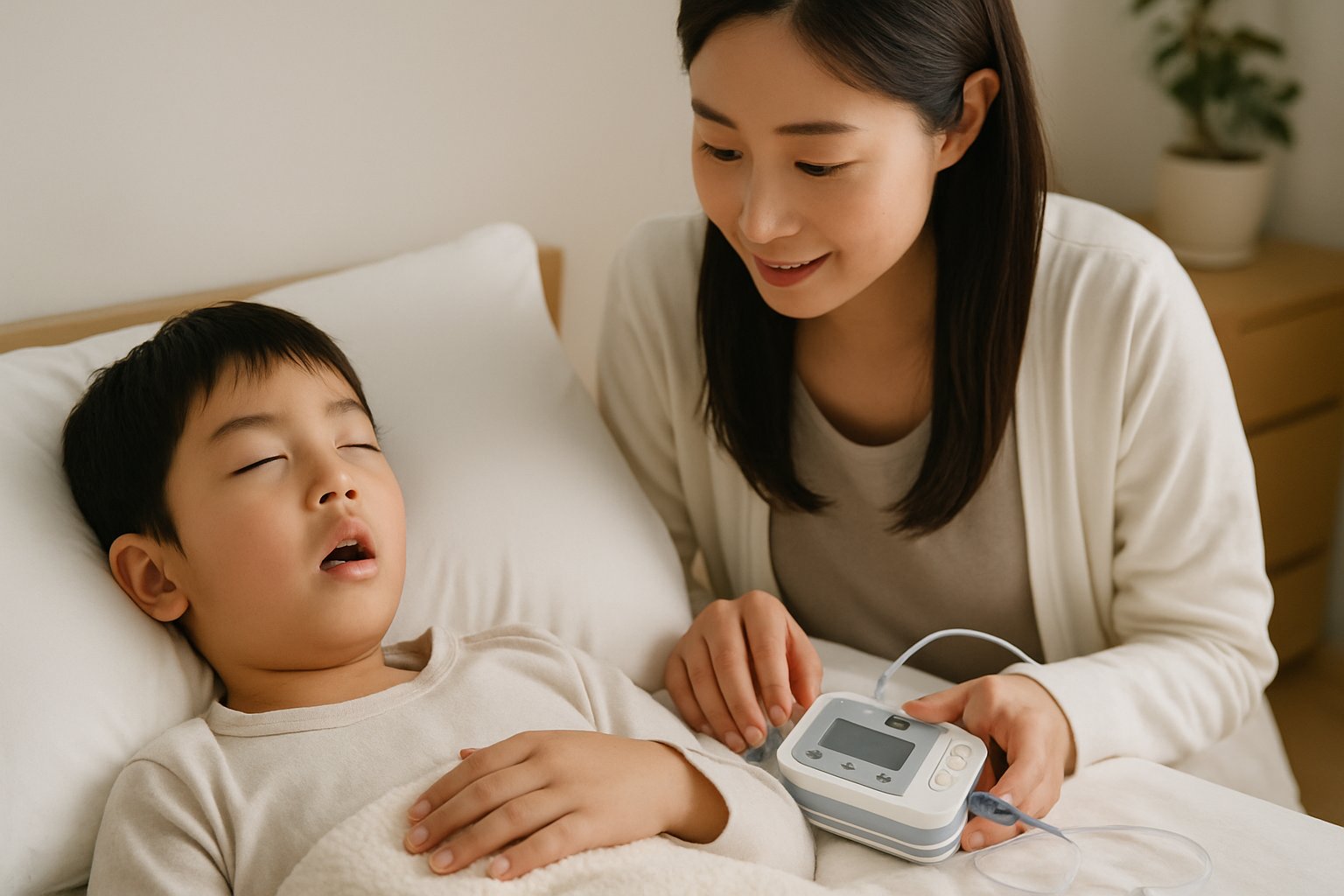 小児のいびきと簡易睡眠検査の受け方：家庭と来院の流れ